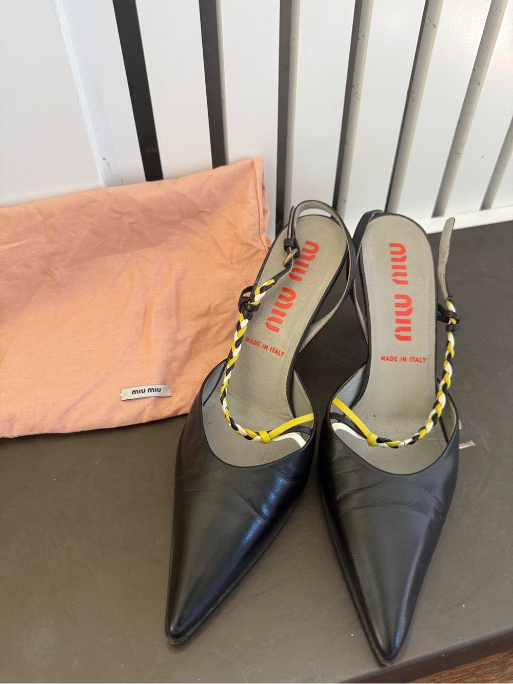 MiuMiu Archival Braided Slingback Cone Heel Pumps size 38